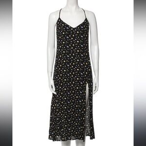 Reformation Black Floral Midi Dress Size 2